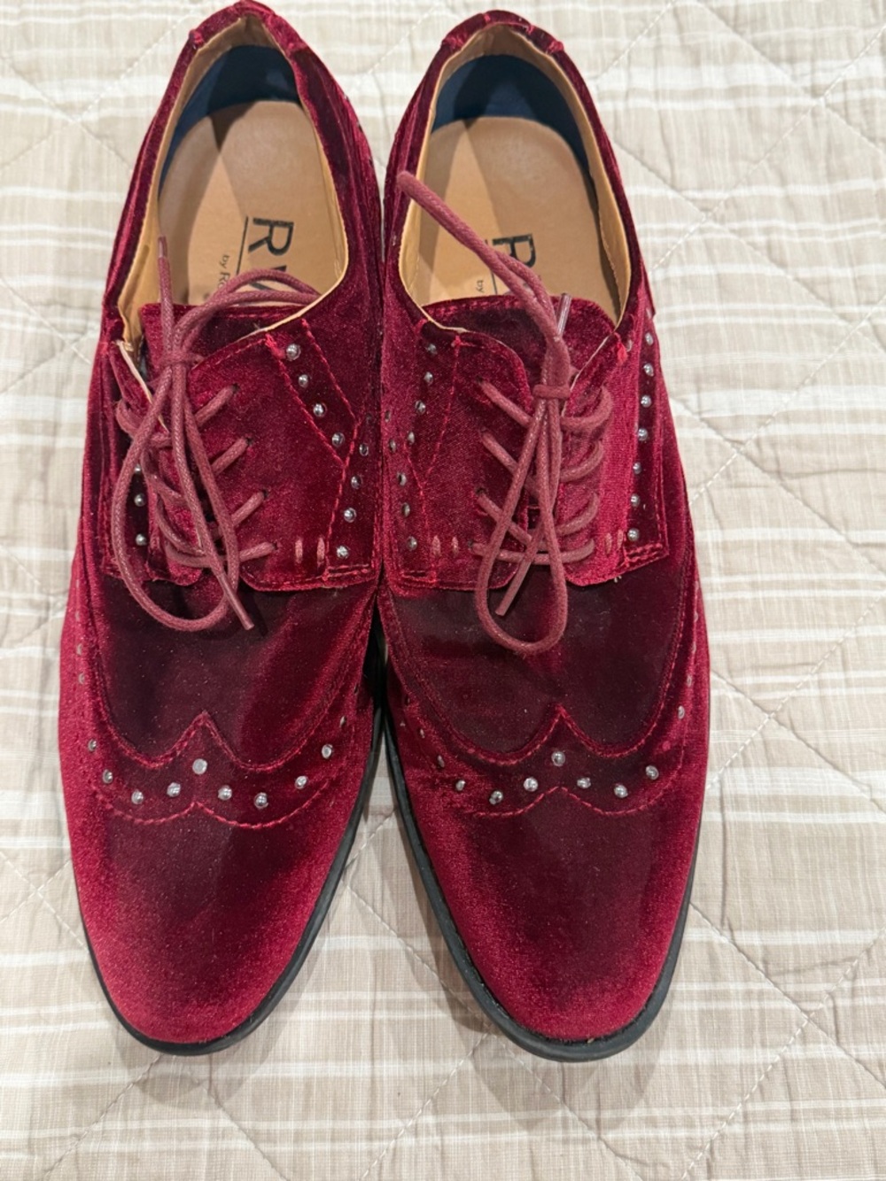 Robert Wayne Burgundy Velvet Wingtip Oxfords - men’s